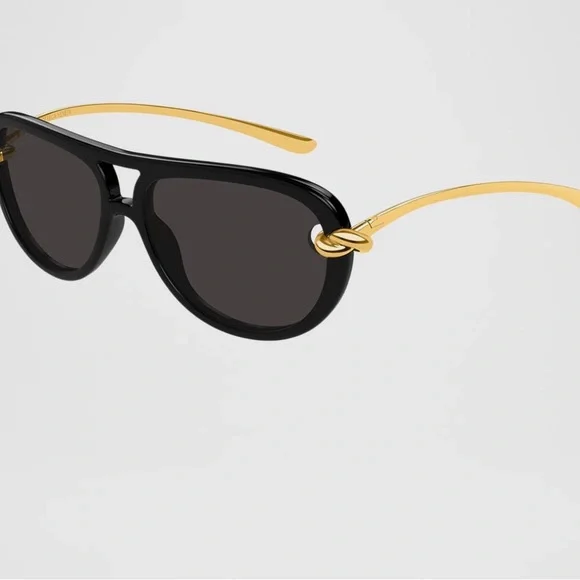 BOTTEGA VENETA Black and Gold Sunglasses